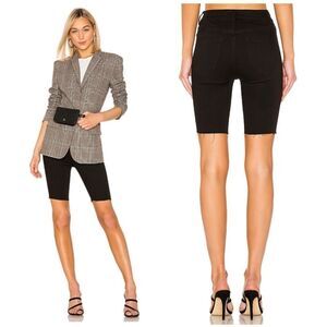 NWT Free People So Chic Raw Hem Biker Jean Bermuda Shorts Black‎ Size 29
